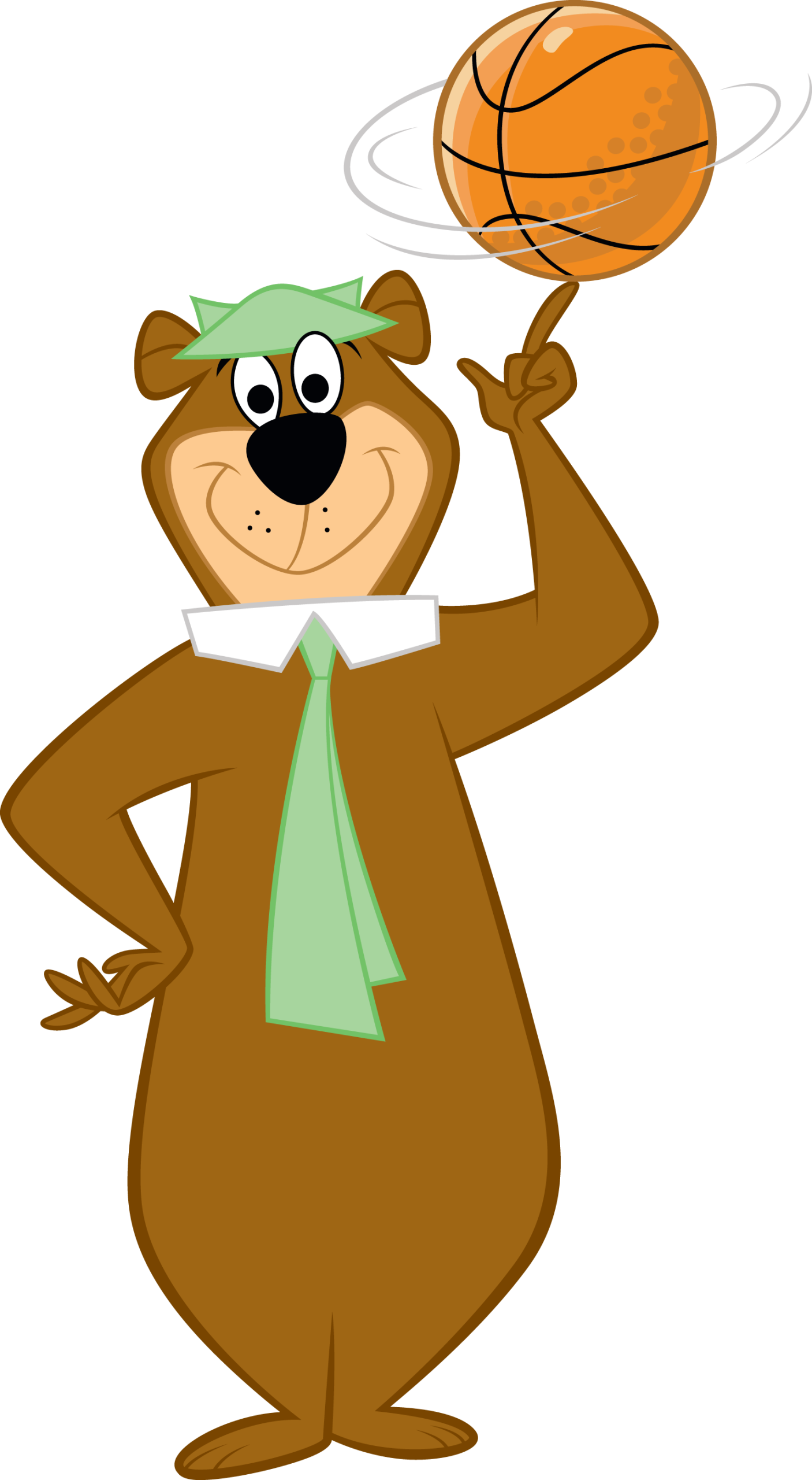 Yogi Bear spinning a basketball